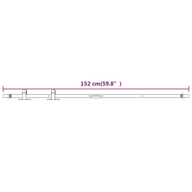 vidaXL Ophangset voor minischuifdeur 152 cm koolstofstaal wit