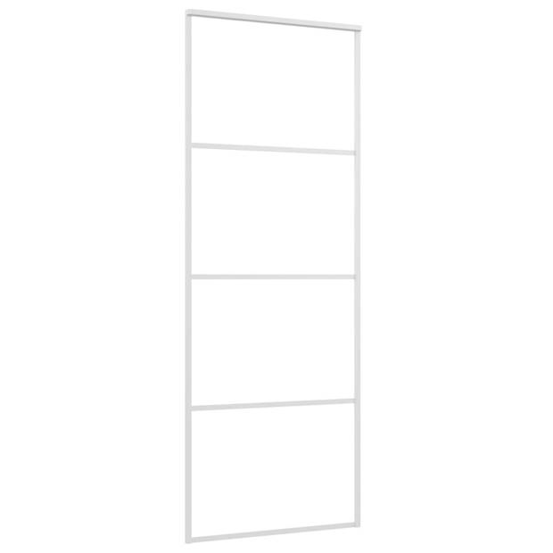 vidaXL Schuifdeur 76x205 cm ESG-glas en aluminium wit