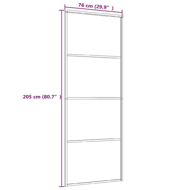 vidaXL Schuifdeur 76x205 cm ESG-glas en aluminium wit