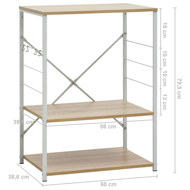 vidaXL Magnetronkast 60x39,6x79,5 cm bewerkt hout wit en eikenkleurig