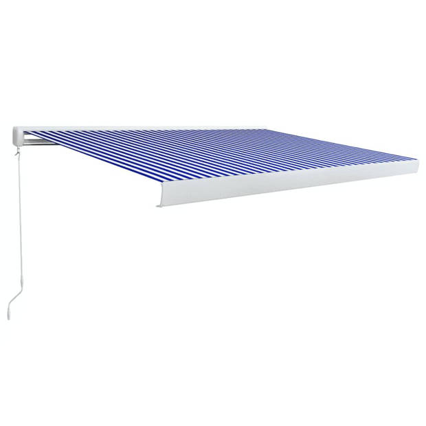 vidaXL Luifel handmatig 450x300 cm blauw en wit