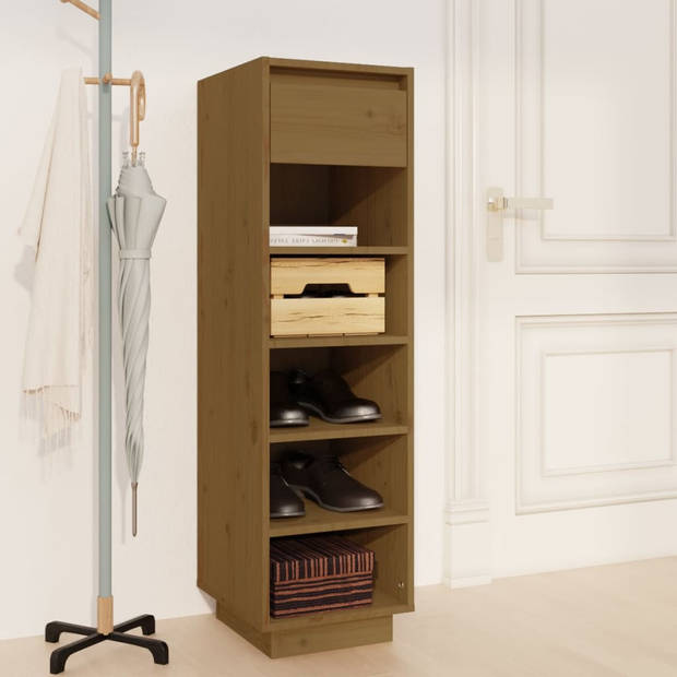 The Living Store Schoenenkast zweefpoten - 34x30x105 cm - honingbruin