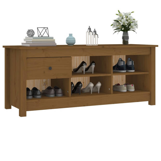 The Living Store Schoenenkast - Massief grenenhout - 110 x 38 x 45.5 cm - Honingbruin