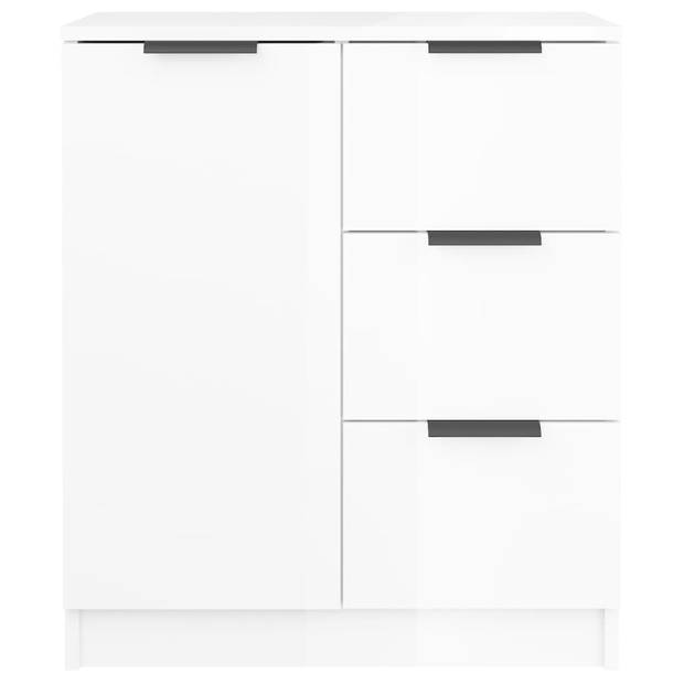 The Living Store Dressoir Minimalistisch Hoogglans Wit - 60x30x70cm - Bewerkt Hout