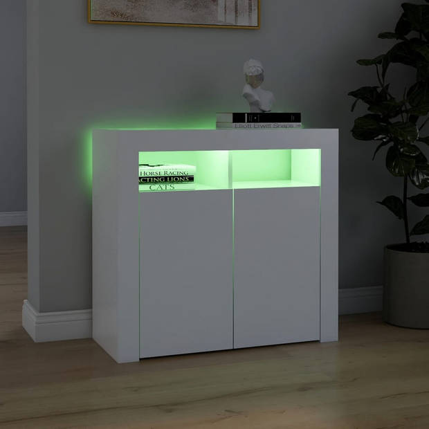 vidaXL Dressoir met LED-verlichting 80x35x75 cm wit