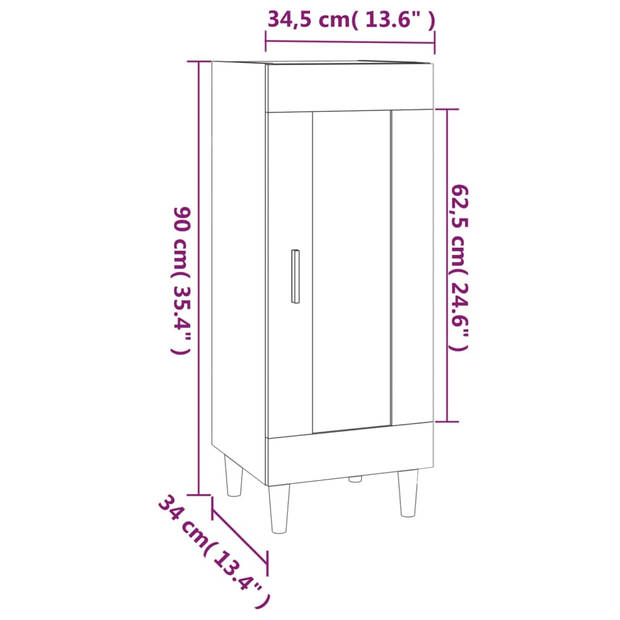 The Living Store Dressoir - Betongrijs - 34.5 x 34 x 90 cm - Duurzaam bewerkt hout