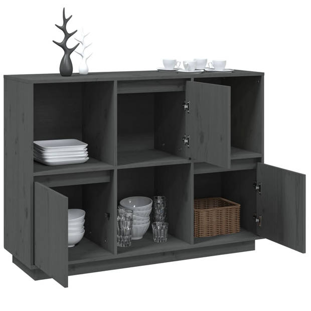 vidaXL Dressoir 110,5x35x80 cm massief grenenhout grijs