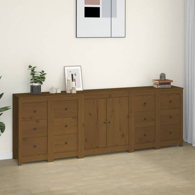 vidaXL Dressoir 230x35x80 cm massief grenenhout honingbruin