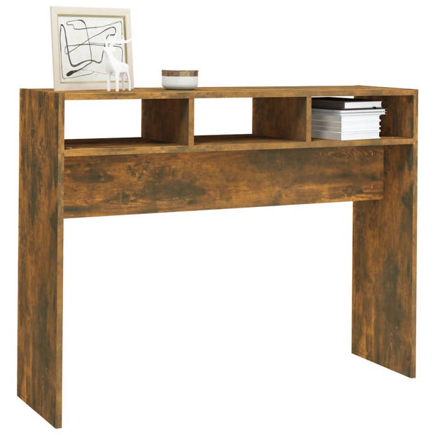 The Living Store Consoletafel Gerookt Eiken - 105 x 30 x 80 cm - Praktisch en Stijlvol