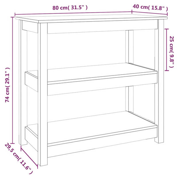 vidaXL Wandtafel 80x40x74 cm massief grenenhout grijs