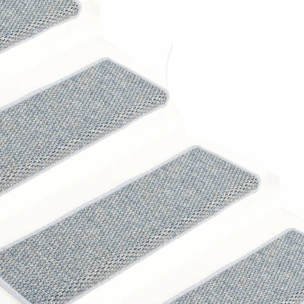 vidaXL Trapmatten zelfklevend 15 st sisal-look 65x21x4 cm blauw