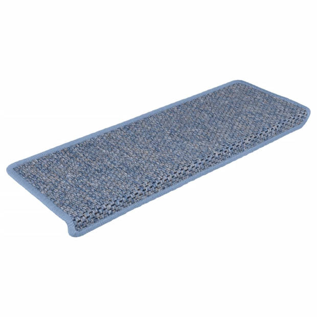 vidaXL Trapmatten zelfklevend 15 st sisal-look 65x21x4 cm blauw