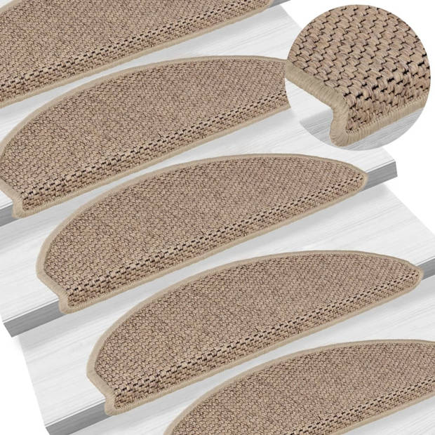 vidaXL Trapmatten zelfklevend 15 st sisal-look 65x21x4 cm zandkleurig