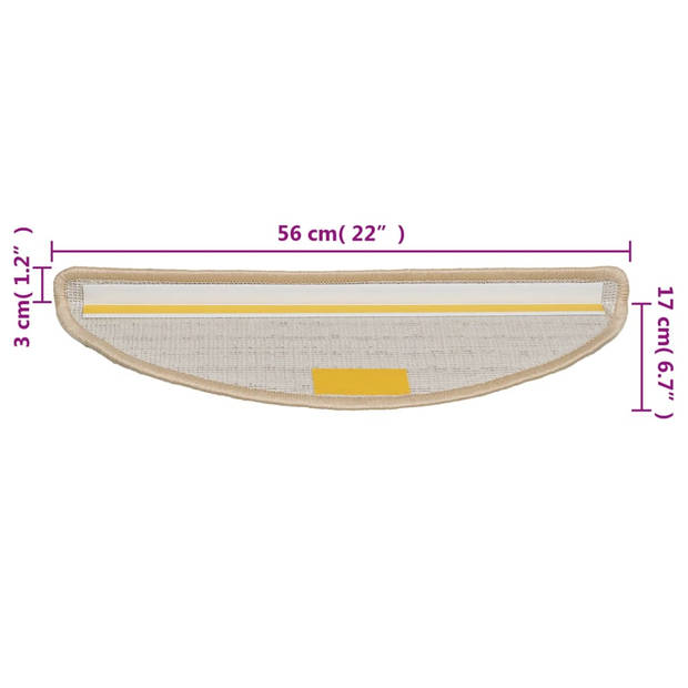 vidaXL Trapmatten 15 st 56x17x3 cm crèmekleurig