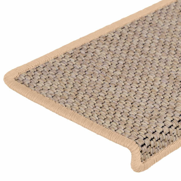 vidaXL Trapmatten zelfklevend 15 st sisal-look 65x21x4 cm lichtbeige