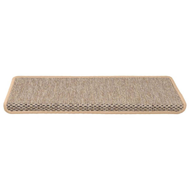 vidaXL Trapmatten zelfklevend 15 st sisal-look 65x21x4 cm lichtbeige