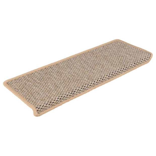 vidaXL Trapmatten zelfklevend 15 st sisal-look 65x21x4 cm lichtbeige