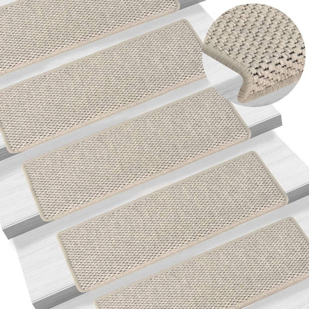 vidaXL Trapmatten zelfklevend 15 st sisal-look 65x21x4cm zilverkleurig