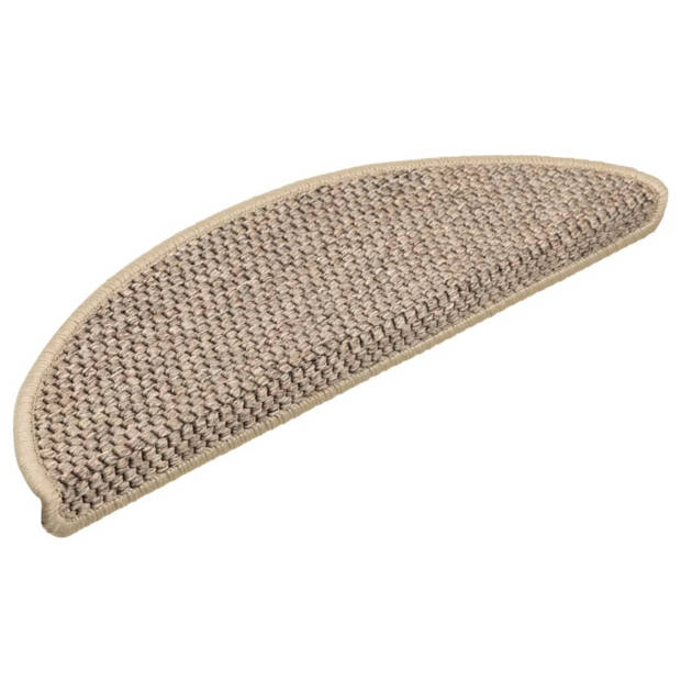 vidaXL Trapmatten zelfklevend 15 st sisal-look 56x17x3 cm donkerbeige