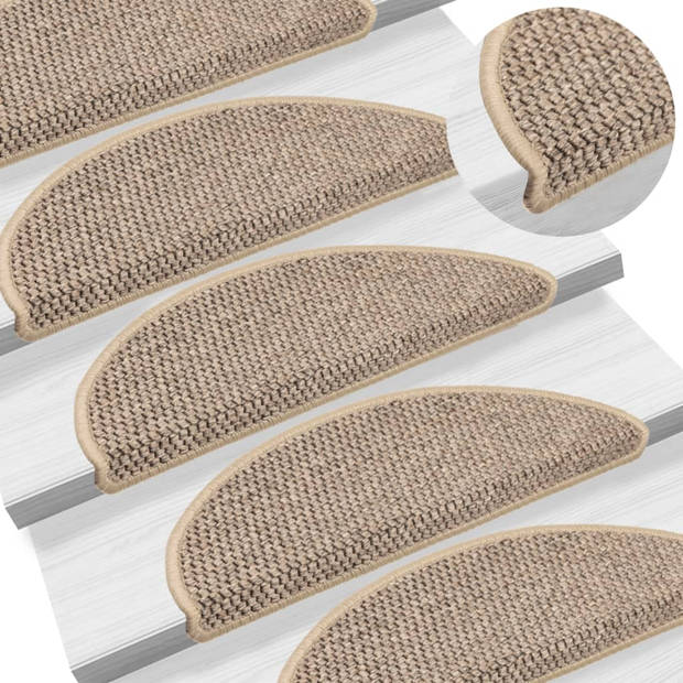 vidaXL Trapmatten zelfklevend 15 st sisal-look 56x17x3 cm donkerbeige