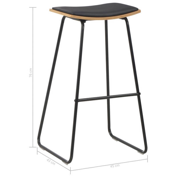 vidaXL Barstoelen 2 st kunstleer zwart