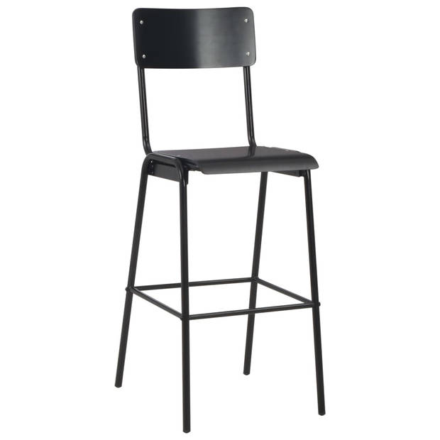 vidaXL Barstoelen 2 st massief multiplex staal zwart