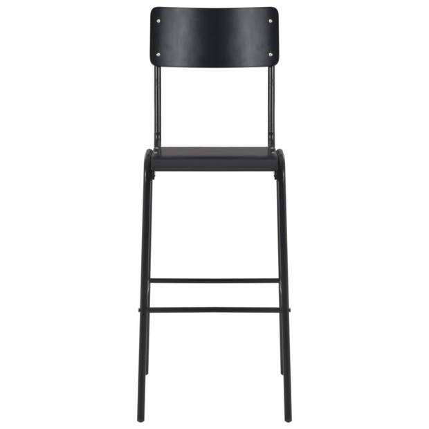 vidaXL Barstoelen 2 st massief multiplex staal zwart