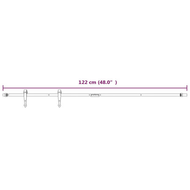 vidaXL Ophangset voor minischuifdeur 122 cm koolstofstaal wit