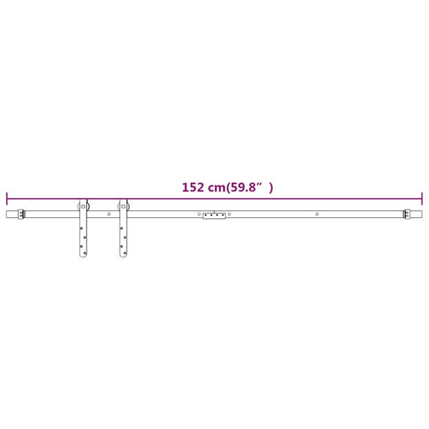 vidaXL Ophangset voor minischuifdeur 152 cm koolstofstaal wit