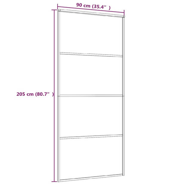 vidaXL Schuifdeur 90x205 cm mat ESG-glas en aluminium zwart