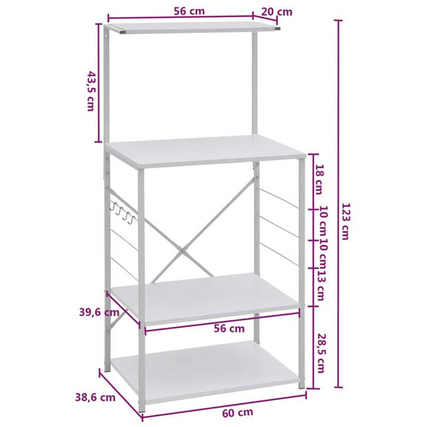 vidaXL Magnetronkast 60x39,6x123 cm bewerkt hout wit