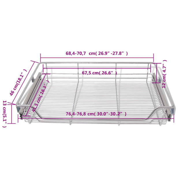 The Living Store Metalen Korflades - 80 cm - Volledig Uitschuifbaar - Draagvermogen 25 kg