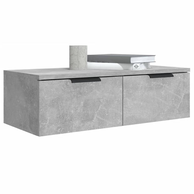 The Living Store Wandkast - Betongrijs - 68 x 30 x 20 cm - Bewerkt hout