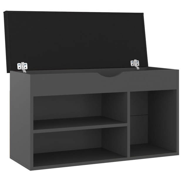 The Living Store Schoenenbank Grijs 80x30x47 cm - opbergbank met kussen