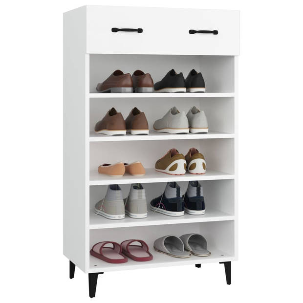 The Living Store Schoenenkast - Wit - 60 x 35 x 105 cm - Hoge kwaliteit - Voldoende opbergruimte