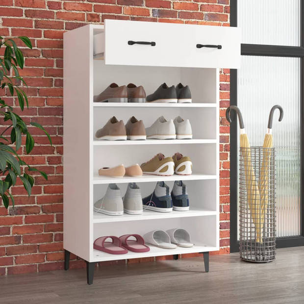 The Living Store Schoenenkast - Wit - 60 x 35 x 105 cm - Hoge kwaliteit - Voldoende opbergruimte