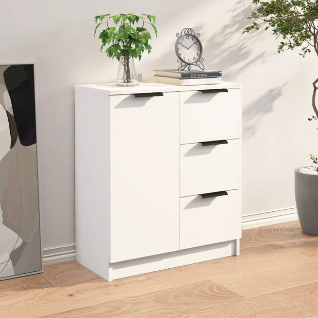 The Living Store Dressoir Minimalistisch - Bijzetkast - 60 x 30 x 70 cm - Wit hout