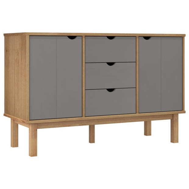 vidaXL Dressoir OTTA 113,5x43x73 cm massief grenenhout bruin en grijs