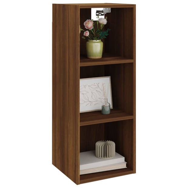 The Living Store Wandkast - bruineiken - 34.5 x 32.5 x 90 cm - hoogwaardig materiaal