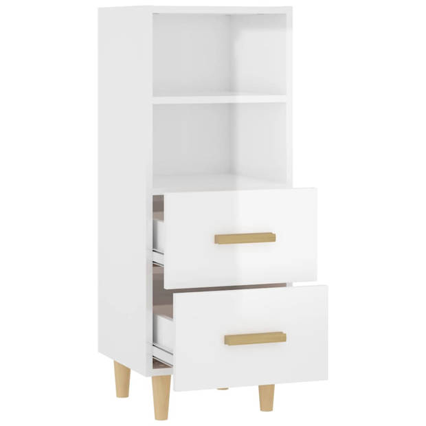 The Living Store Dressoir - Wit - 34.5 x 34 x 90 cm - Bewerkt hout