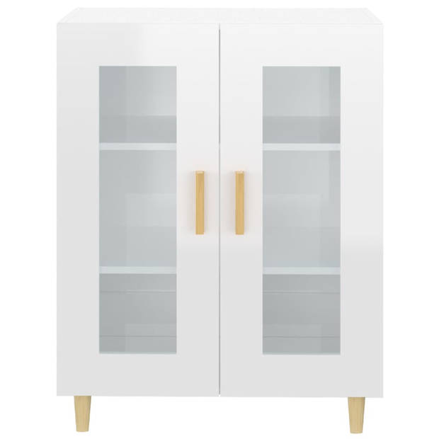 The Living Store Dressoir - Hoogglans wit - 69.5 x 34 x 90 cm - 2 glazen deuren