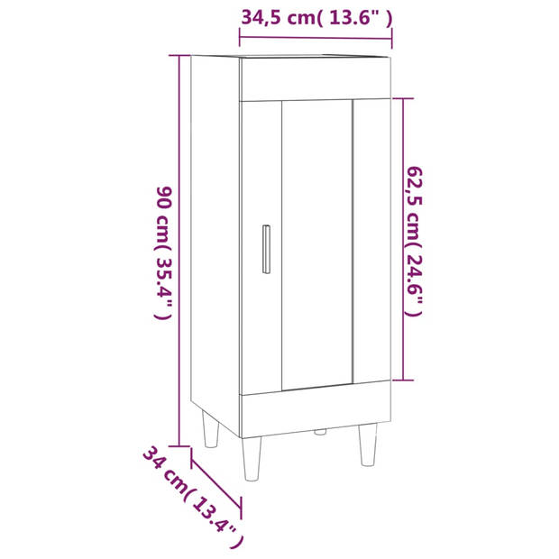 vidaXL Dressoir 34,5x34x90 cm bewerkt hout wit