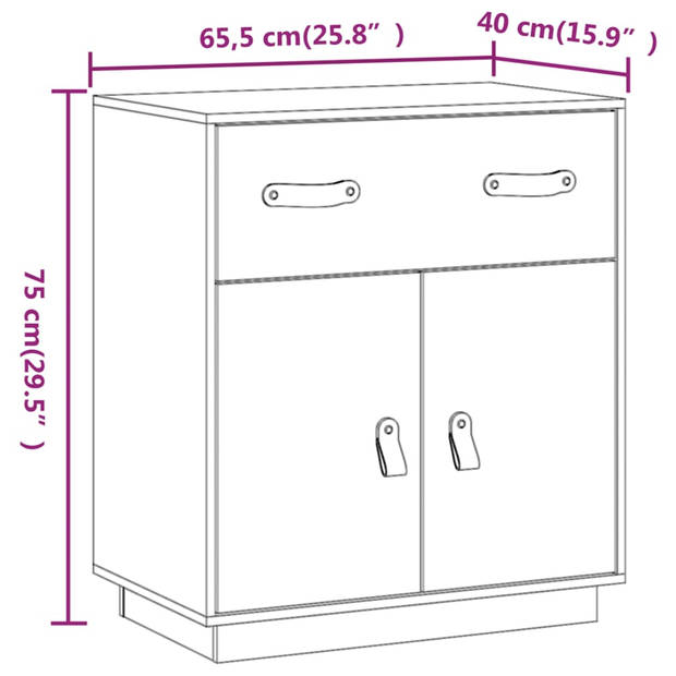 The Living Store Dressoir Massief Grenenhout - Opbergkast - 65.5 x 40 x 75 cm - Rustieke Uitstraling