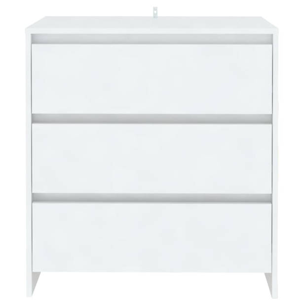 The Living Store Dressoir - Simplistisch - Bijzetkast - 70x41x75 cm - Wit spaanplaat - 3 lades