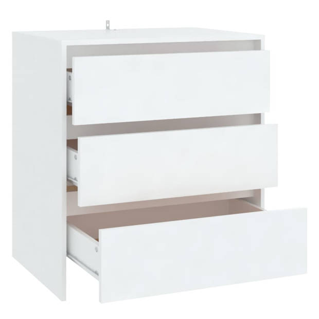 The Living Store Dressoir - Simplistisch - Bijzetkast - 70x41x75 cm - Wit spaanplaat - 3 lades