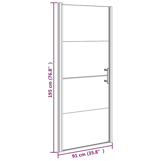 vidaXL Douchedeur halfmat 91x195 cm gehard glas zwart