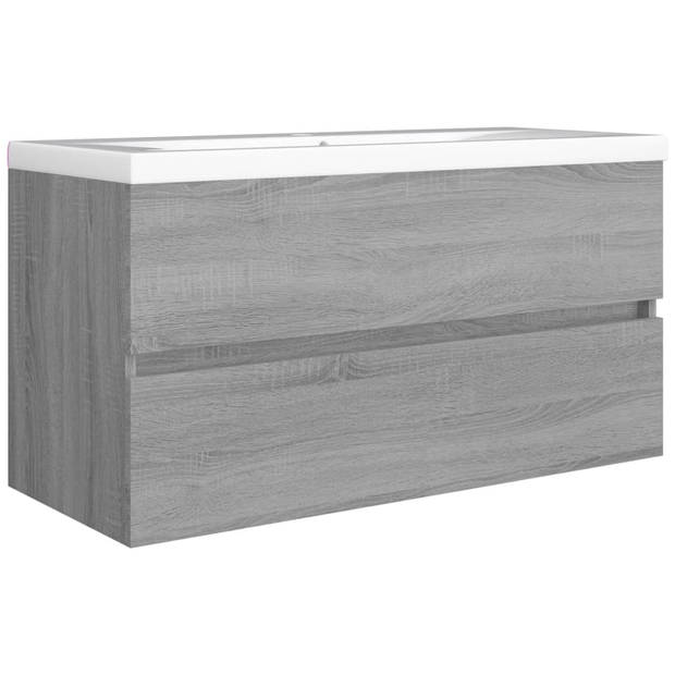 vidaXL Wastafelkast 90x38,5x45 cm bewerkt hout grijs sonoma eikenkleur