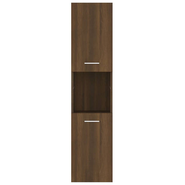 The Living Store Badkaast - Modern ontwerp - Afmetingen- 30 x 30 x 130 cm - Materiaal- Bewerkt hout - Kleur- Bruineiken