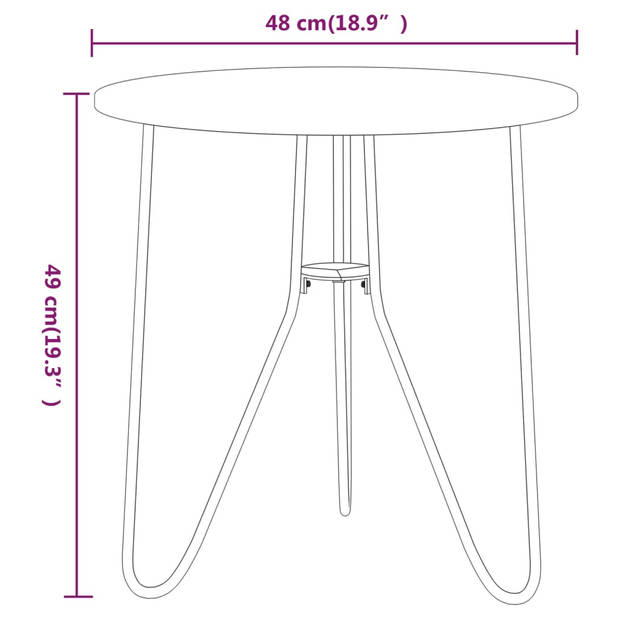 vidaXL Salontafel 48 cm MDF en ijzer zwart