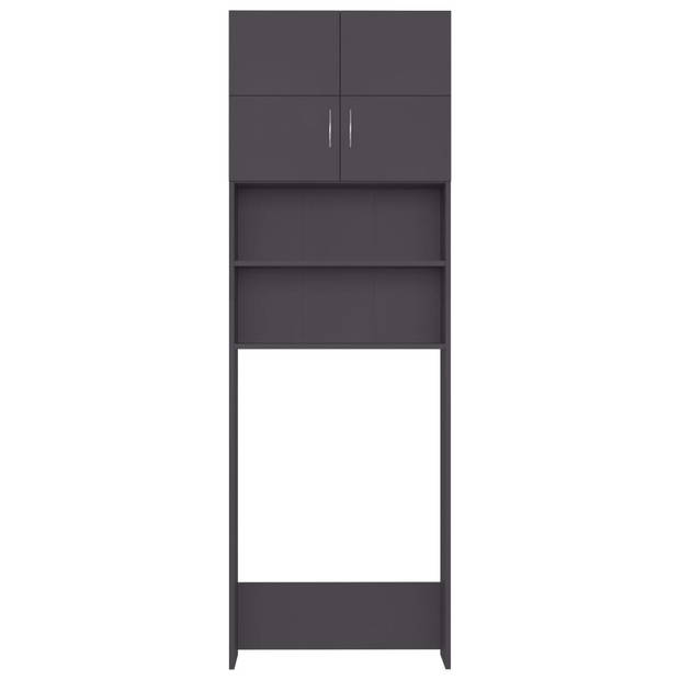 The Living Store Wasmachinekast 64x25-5x190 cm bewerkt hout grijs - Badkamerkast